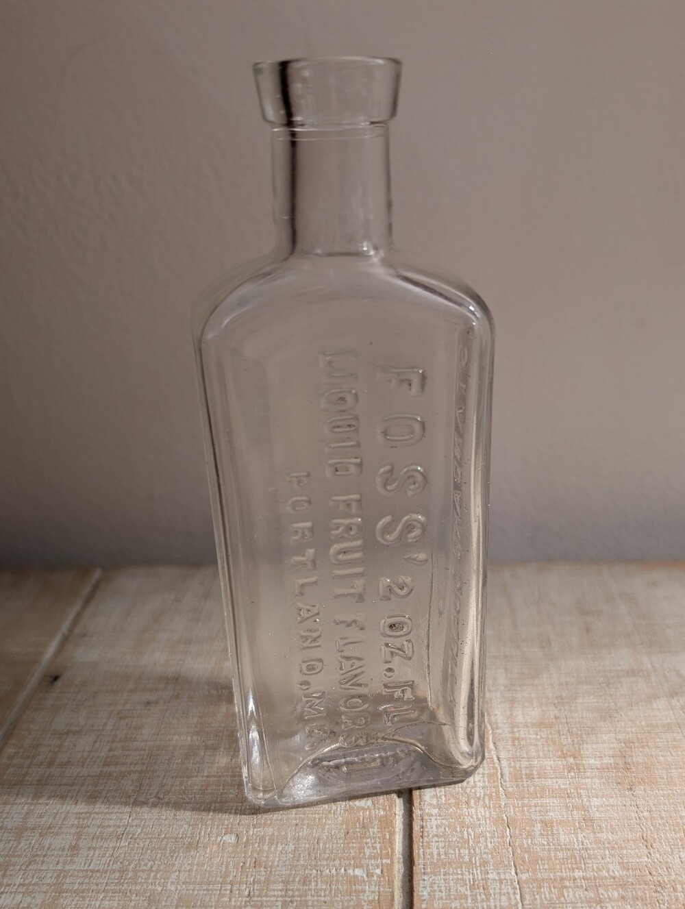 Antique Foss' Liquid Fruit Flavors Glass Bottle